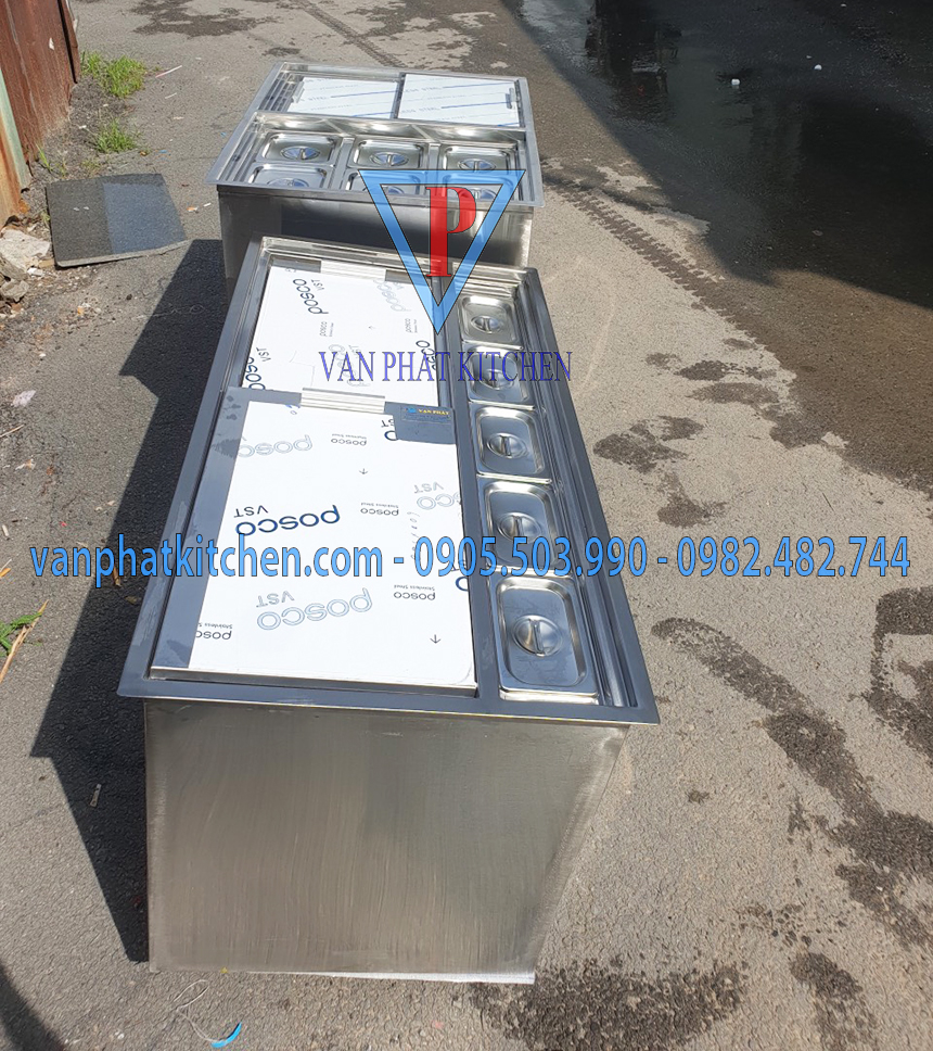 Thùng chứa đá inox âm bàn