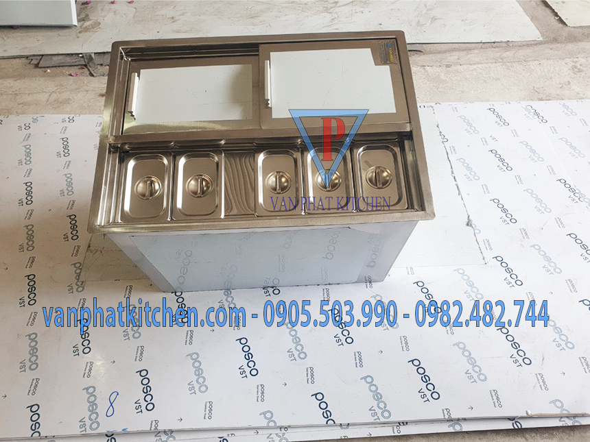 Thùng chứa đá inox âm bàn